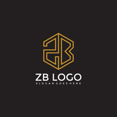 ZB Letter hexagon logo vector image