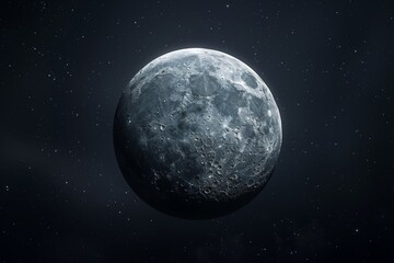 Fototapeta premium Moon on dark background with stars. High definition astronomical photo