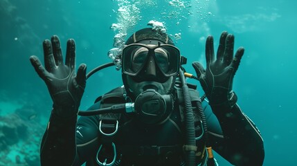 A diver underwater