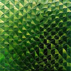 Green geometric shapes with a shiny surface.