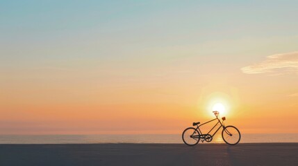Fototapeta premium bicycle, sunset horizon, with copy space. world bicycle day background concept