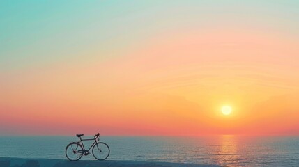 Fototapeta premium bicycle, sunset horizon, with copy space. world bicycle day background concept