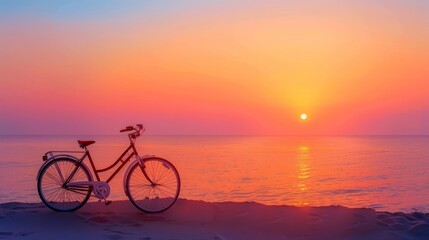 Fototapeta premium bicycle, sunset horizon, with copy space. world bicycle day background concept