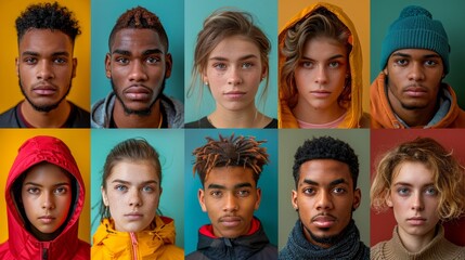 a group of people with different colored faces