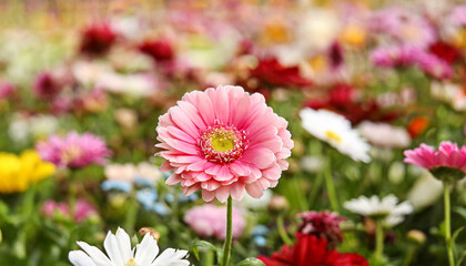 Flower among other flowers in a decorative display