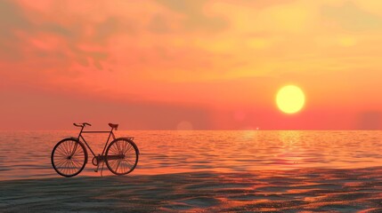 Fototapeta premium bicycle, sunset horizon, with copy space. world bicycle day background concept