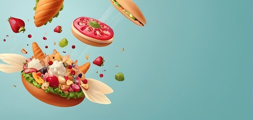 isolated on soft background with copy space blast Burger concept, illustration