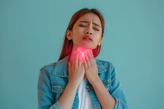 A young girl has a sore throat. Thyroid problems