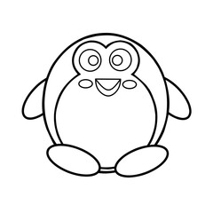 sketch of a cute penguin character. This picture is very suitable for learning to color for children