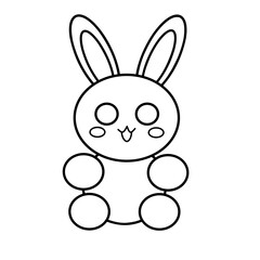 sketch of a cute rabbit character. This picture is very suitable for learning to color for children