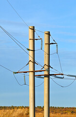 Steel reinforced concrete power pole