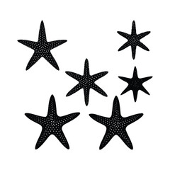 Printstarfish silhouette set Clipart on a white background