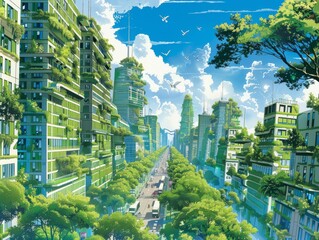 Green Boulevard: Sustainable Skyscrapers Transform Urban Streetscape