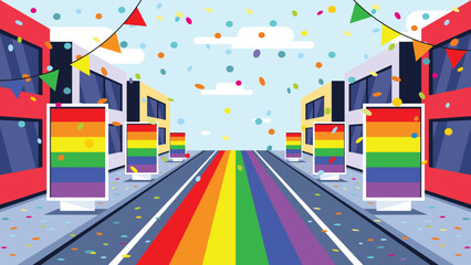 Street background pride festival. LGBTQ community concept. Modern vector illustration