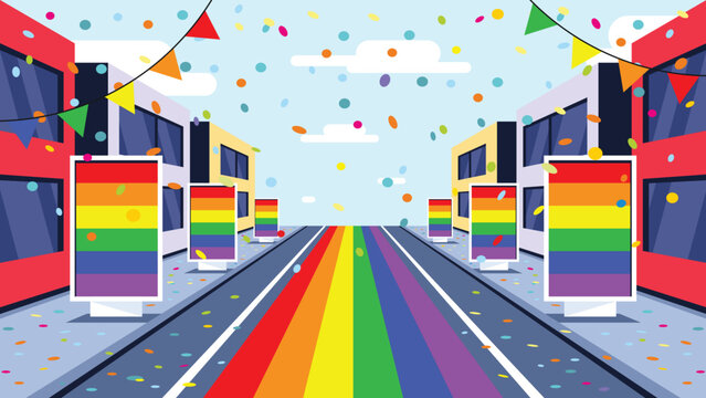 Street background pride festival. LGBTQ community concept. Modern vector illustration