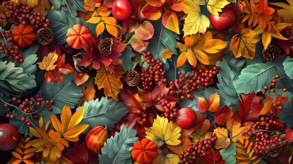 Fototapeta premium Autumn background. Generative AI