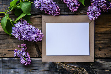 a notepad with a blank paper and purple lila flowers