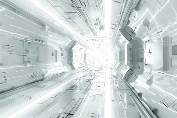 futuristic scifi wallpaper with advanced white technological panels 3d digital artwork