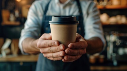 Barista Offering a Coffee Cup