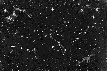 handdrawn star constellations on night sky background celestial doodle set sketch illustration