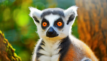 Lemur looking, Ring-tailed lemur Lemur catta wild portrait
