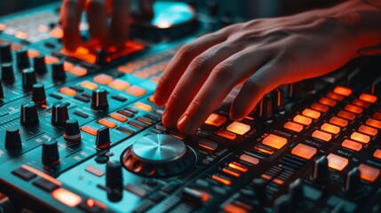 Naklejka premium Mix Master DJ's Hands on the Decks