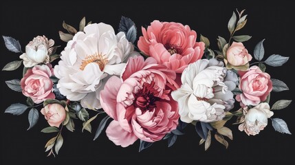 Floral vintage banner. Generative AI