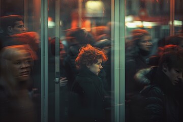Samotność w tłumie - kobieta w zatłoczonym miejscu publicznym