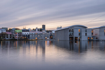 Tjörnin lake in Downtown Reykjavik, Iceland