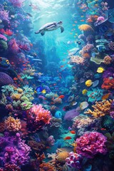 Fototapeta premium Lively Underwater Ecosystem with Exotic Coral and Marine Species