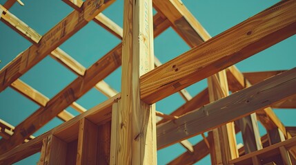 House framing construction. Generative AI
