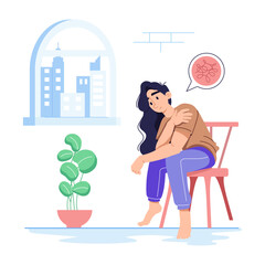 Editable flat style illustration of silent struggle 