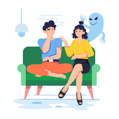 Premium flat style illustration of a toxic friend 