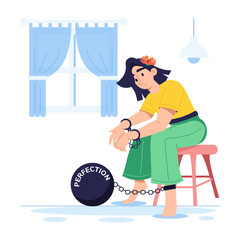 Premium flat illustration depicting atelophobia 