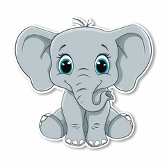 Naklejka premium Cute elephant cartoon on a White Canvas Sticker,vector image