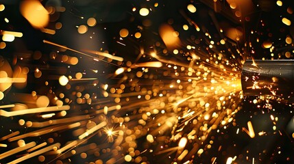 Obraz premium Metal cutting sparks. Generative AI