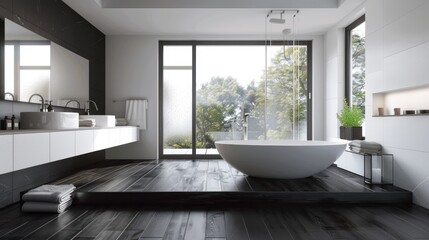 Modern white bathroom. Generative AI