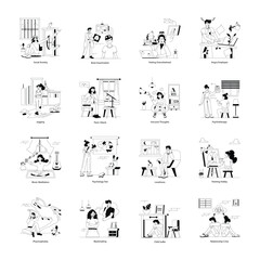 Modern Glyph Illustrations Depicting Psychological Health

