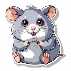 Cute hamster cartoon on a White Canvas Sticker,vector image
