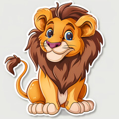 Obraz premium Cute lion cartoon on a White Canvas Sticker,vector image
