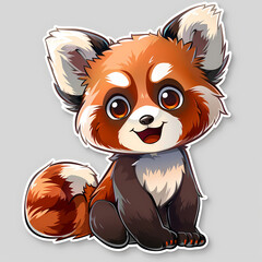 Obraz premium Cute red panda cartoon on a White Canvas Sticker,vector image