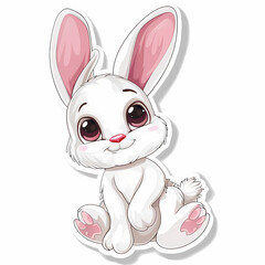 Fototapeta premium Cute rabbit cartoon on a White Canvas Sticker,vector image
