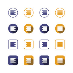 Collection of Icons set, flat colored with shadows. Thin line icons set. Flat vector illustration