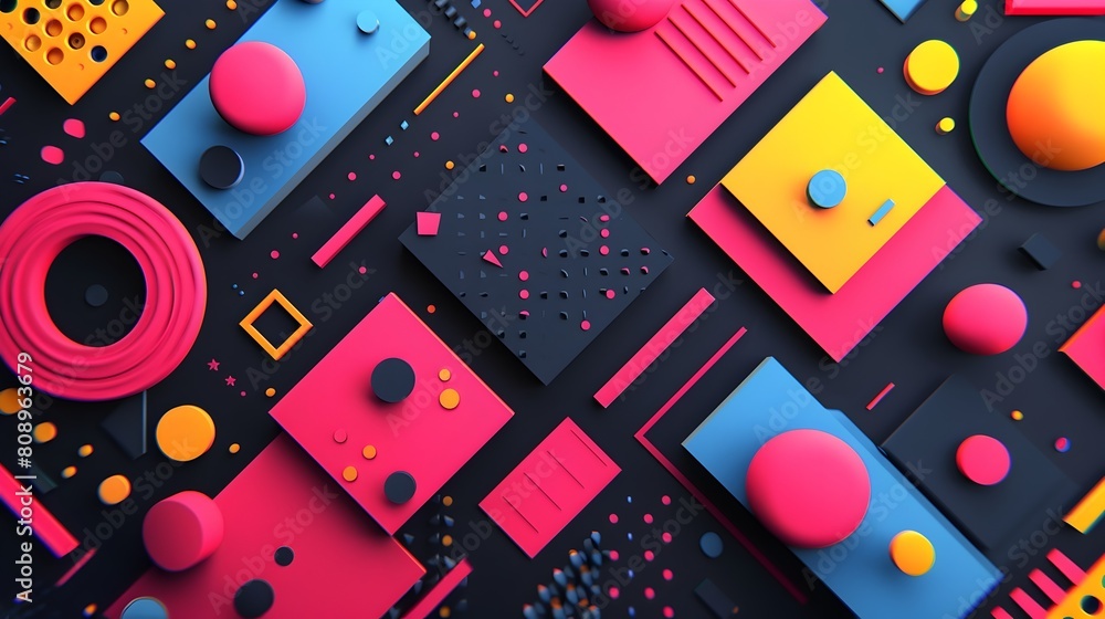 Aufkleber vibrant geometric patterns and shapes for abstract digital artwork and minimalist design backdrops