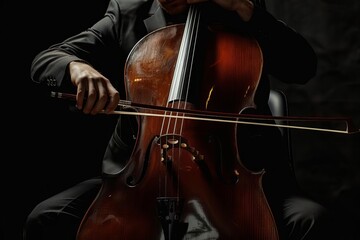 musician playing cello on black background classical music performance concept 13
