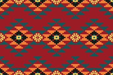 Navajo tribal vector seamless pattern. Native American ornament. Ethnic South Western decor style. Boho geometric ornament. Vector seamless pattern. Mexican blanket, rug. Woven carpet illustration.