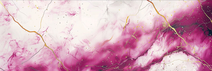 Rich magenta  frost white marble design featuring golden veining for an elegant sophisticated stone look