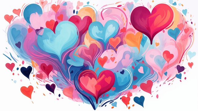 Colorful Heart Balloons Illustration Signifying Love and Valentine's Day Celebration