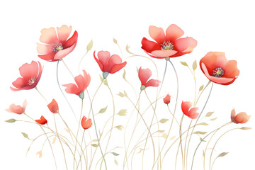 Obraz premium Red poppies sway gently in the breeze. Their delicate petals are a reminder of the beauty of nature.