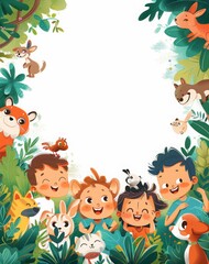 Naklejka premium Happy childrens day celebration, vector graphic, AI generated